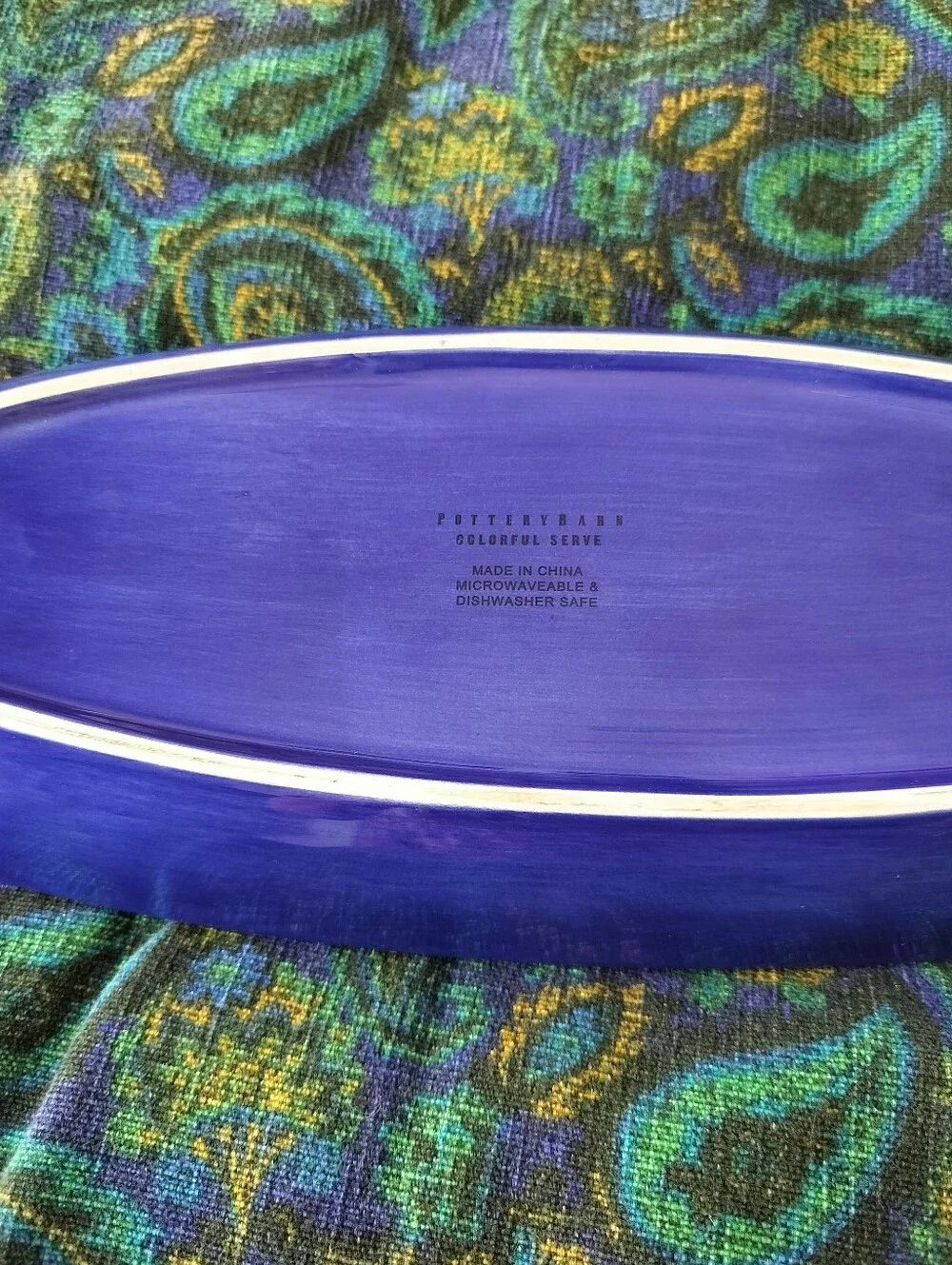 Pottery Barn Vintage 'Colorful Serve' Cobalt Blue Ceramic Oval Platter